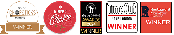 inamo Casual Dining Awards Winner, Golden Chopsticks Winner, Diners' Choice Award Opentable, TimeOut winner, Restaurant Marketer & Innovator Award winner